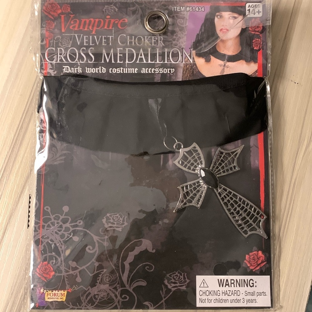 Black Velvet Choker with Cross Medallion NWT